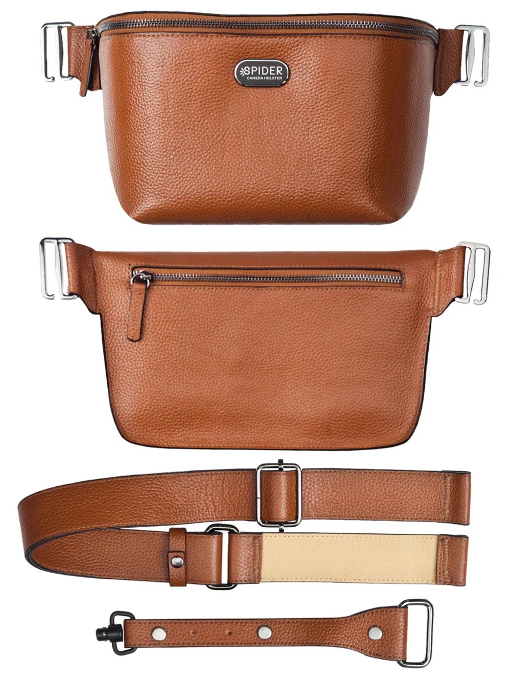 NEW Spider Camera Holster Brown Leather Sling Camera Bag with Strap & Insert